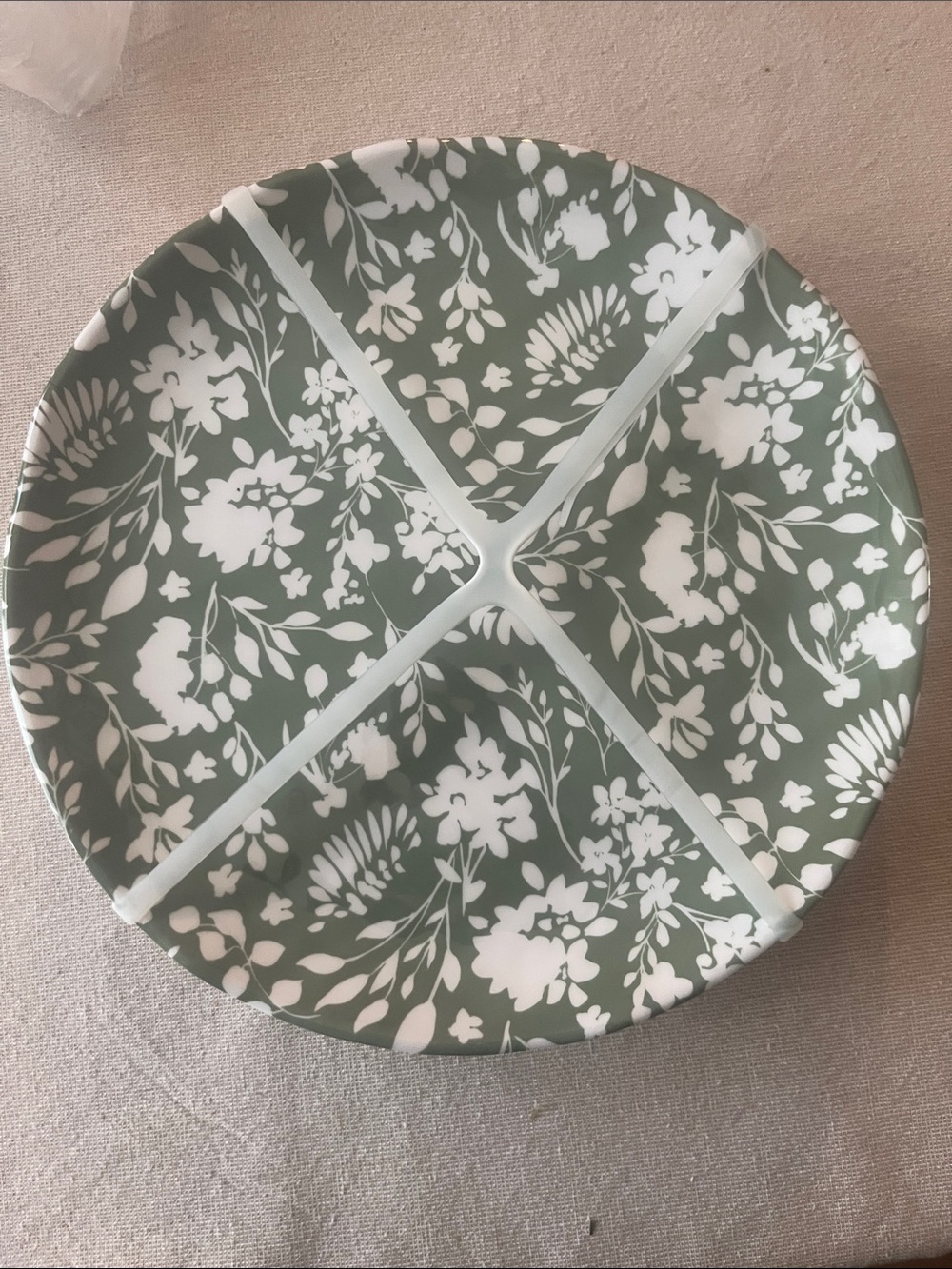 Green & White Melamine Dinner Plates